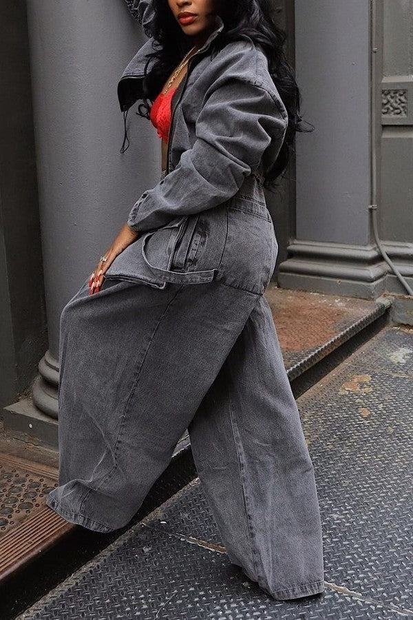 Vintage Washed Denim Two Piece Set Lavish Daily