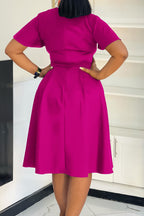 Plus Size Tie-Up Short Sleeve Dress Lavish Daily