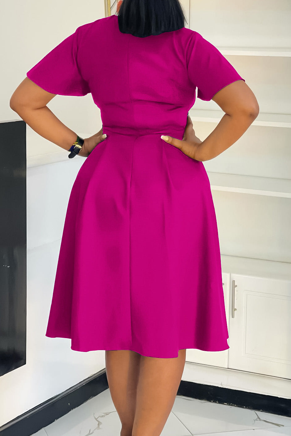 Plus Size Tie-Up Short Sleeve Dress Lavish Daily