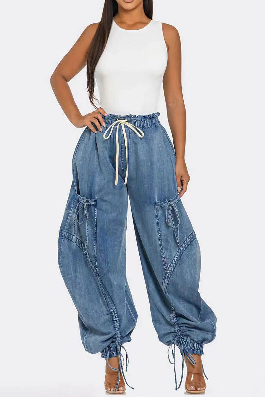 Denim Pocket Cargo Jeans Lavish Daily