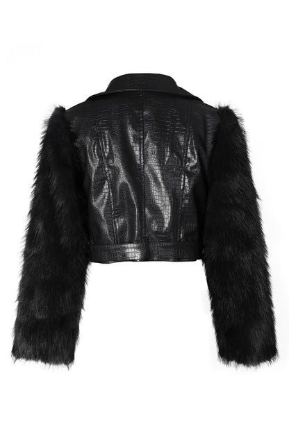 Faux Fur Trim Faux Leather Jacket Lavish Daily