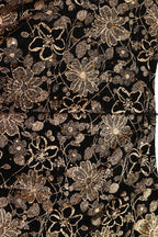 Floral Print Hot Stamping Golden Side Slit Dress Lavish Daily