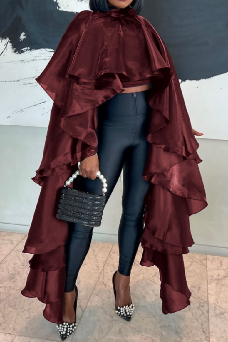 Casual Satin Cape Blouse Lavish Daily
