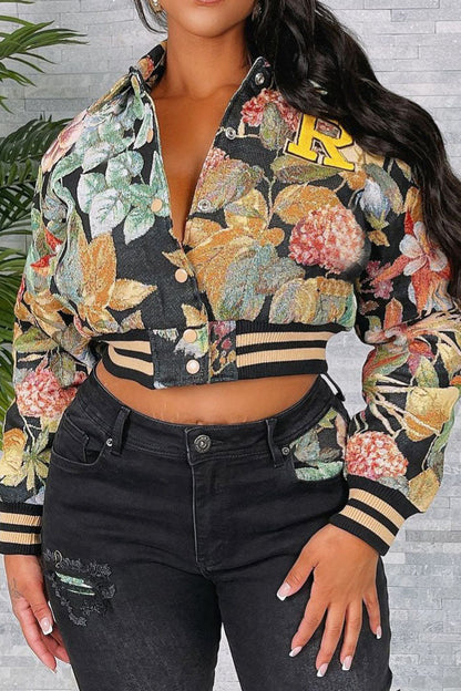 Cropped Tapestry Varsity Jacket Lavish Daily