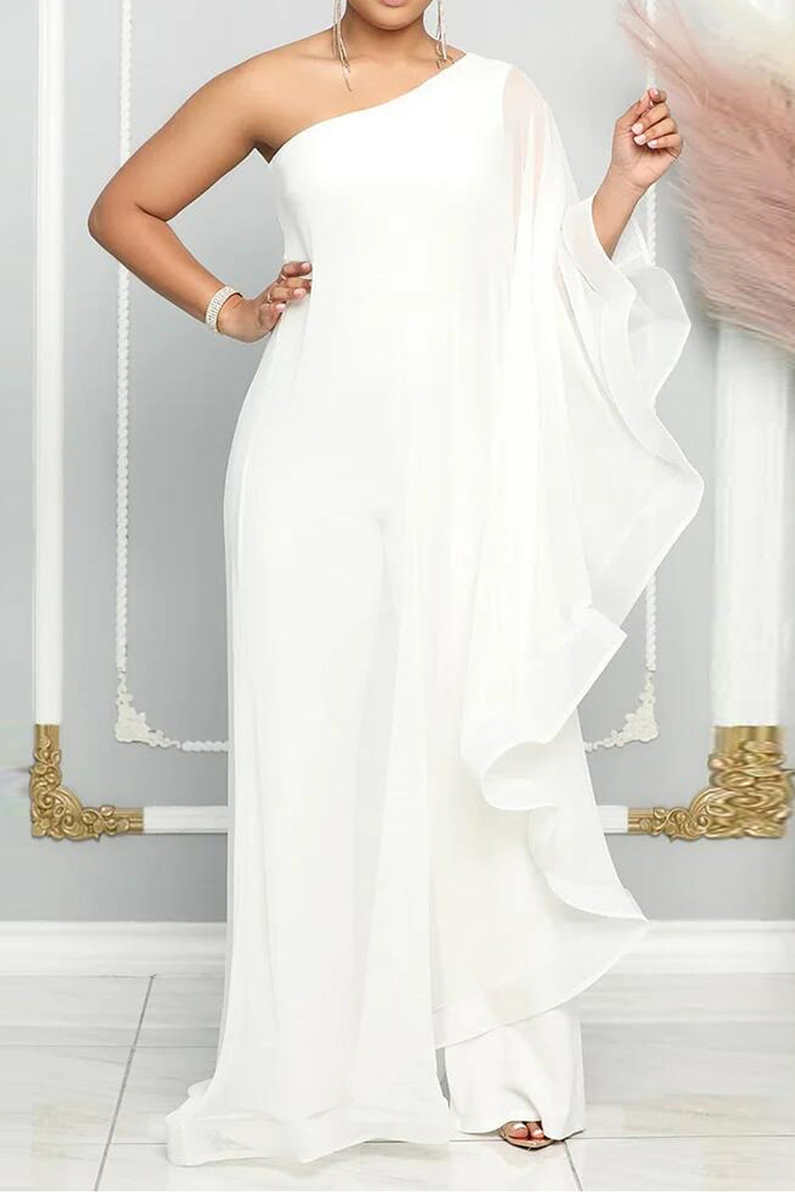 One Shoulder Batwing Jumpsuits Lavish Daily