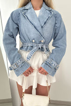 Cropped Denim Trench Jacket Lavish Daily