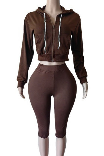 Cropped Zip Hoodie Biker Shorts Set Lavish Daily