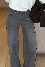 Casual Pocket Wide-Leg Jeans LavishDaily