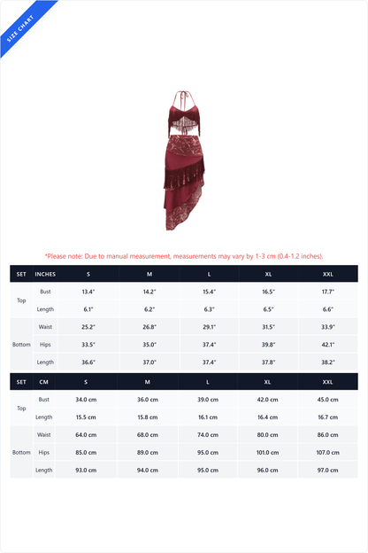 Asymmetric Fringe Halter Skirt Set Lavish Daily