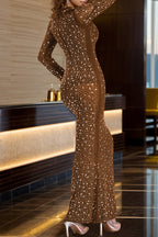 Crystal Embellished Square Neck Maxi Dress Lavish Daily