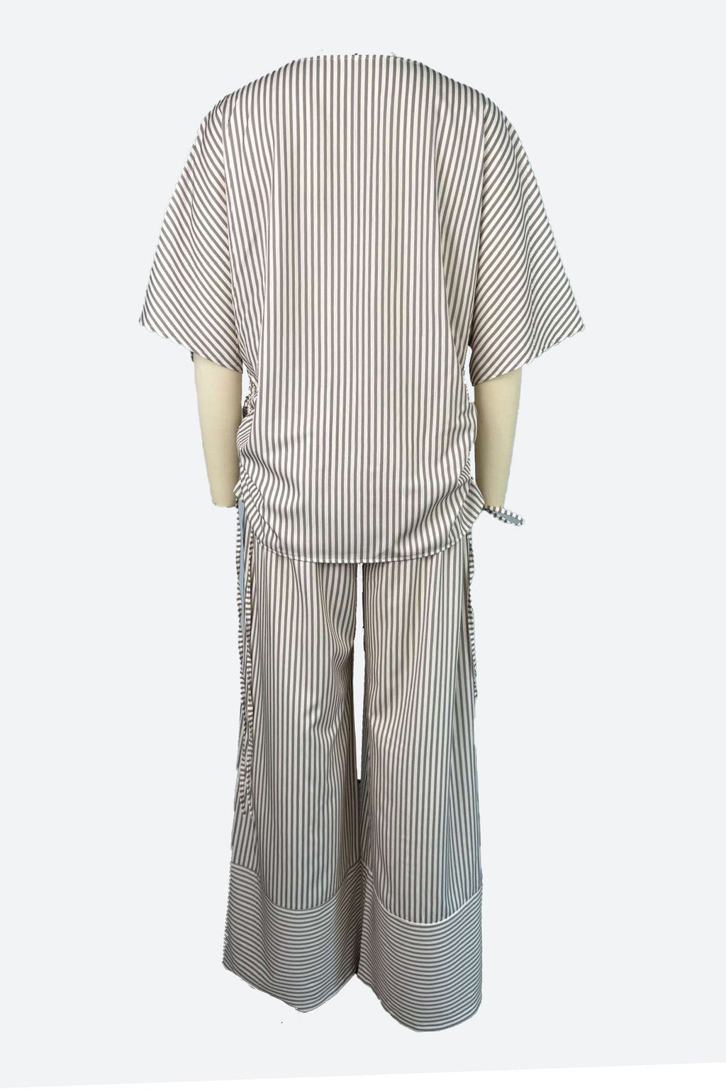 Striped Half Sleeve Top & Wide Leg Pants Set Lavish Daily