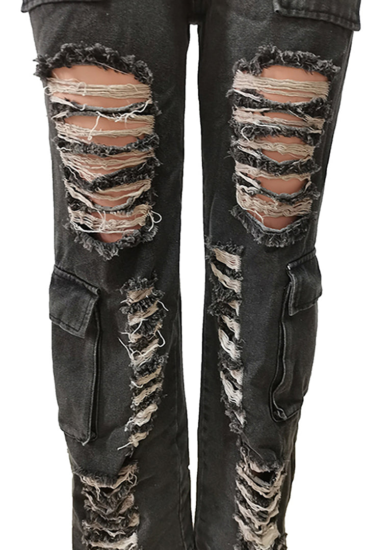 Ripped Cargo Jeans Lavish Daily