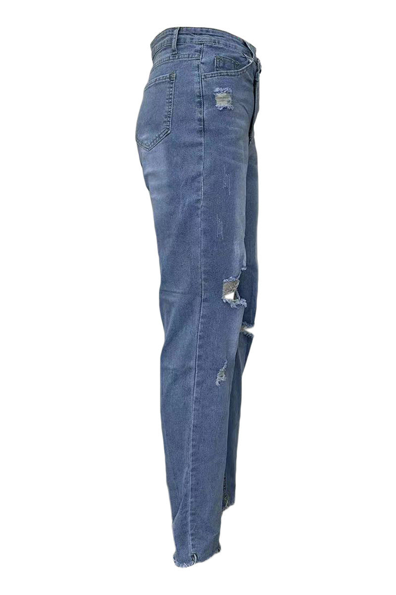 Distressed High Waist Jeans Lavish Daily