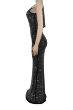 High-Waist Rhinestone Maxi Dress Lavish Daily
