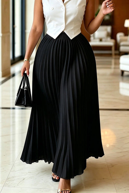 High Waist Pleated Maxi Skirt Lavish Daily