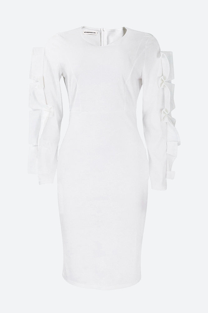 Ruffle Hem Solid Color Bodycon Dress Lavish Daily