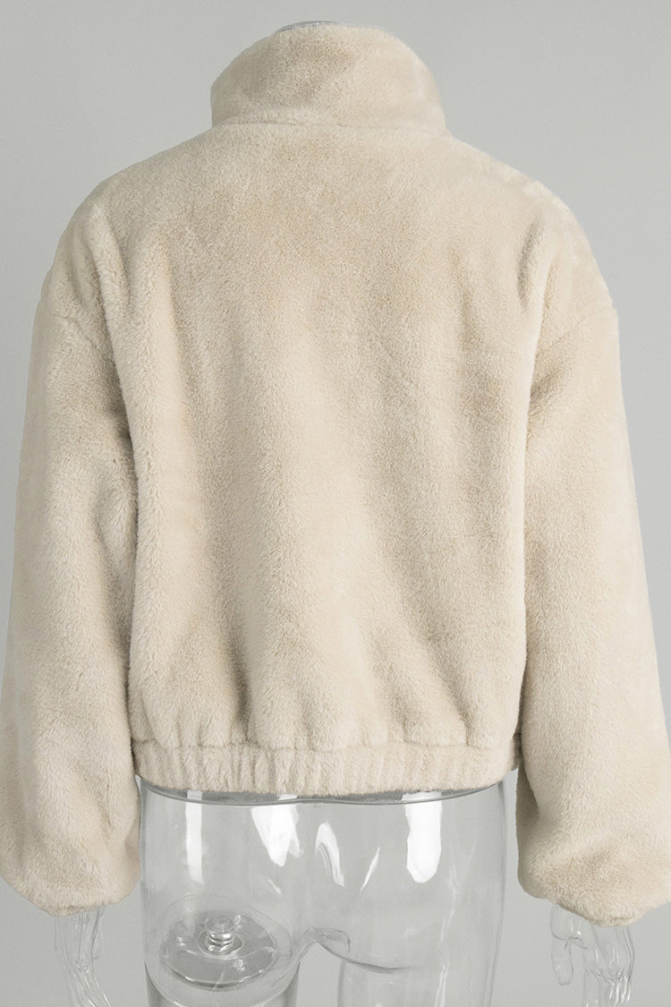 Faux Fur Zipper Crop Jacket Lavish Daily