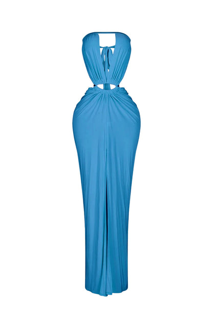 Cutout Ruched High Slit Maxi Dress Lavish Daily