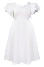 Flounce Sleeve High Waist A-Line Dress Lavish Daily