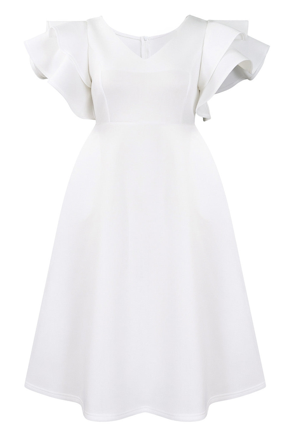 Flounce Sleeve High Waist A-Line Dress Lavish Daily