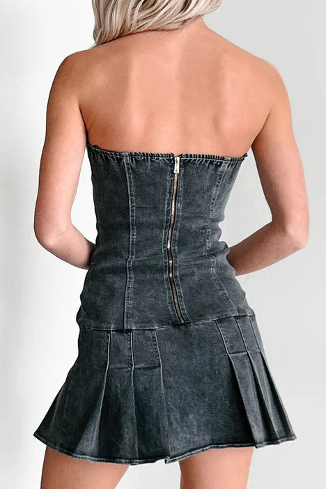 Pleated Lace-Up Mini Dress Lavish Daily