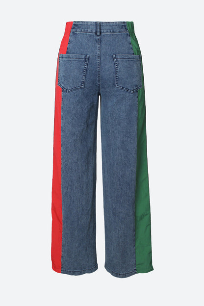 Wide Jeans with Wide Contrast Side Lines Lavish Daily