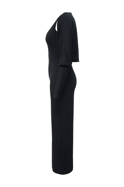 2-Piece Ribbed Knit Tank Jumpsuit & Cropped Top Set Lavish Daily