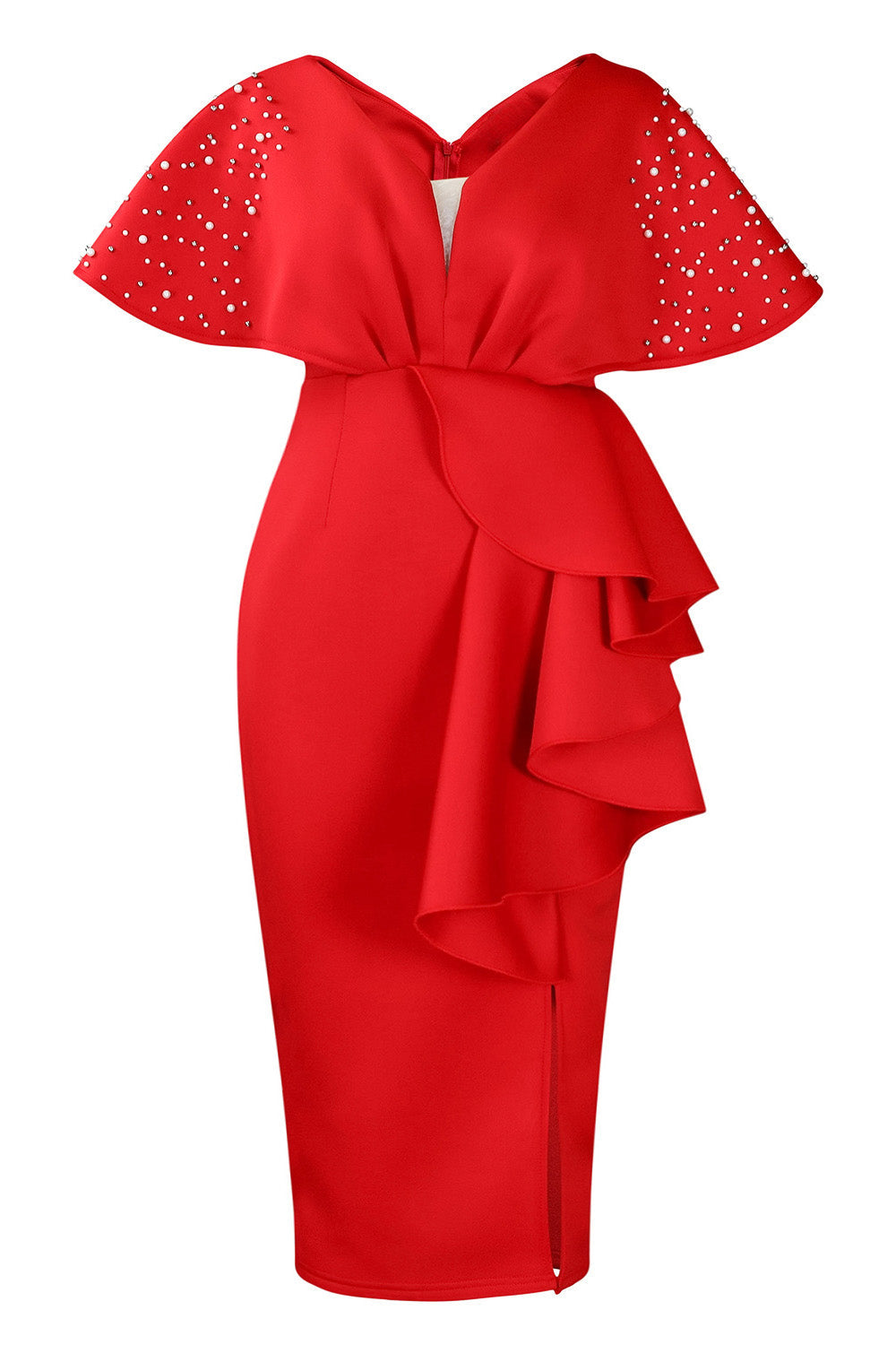 Beaded Ruffled Split Party Dress Lavish Daily