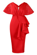Beaded Ruffled Split Party Dress Lavish Daily