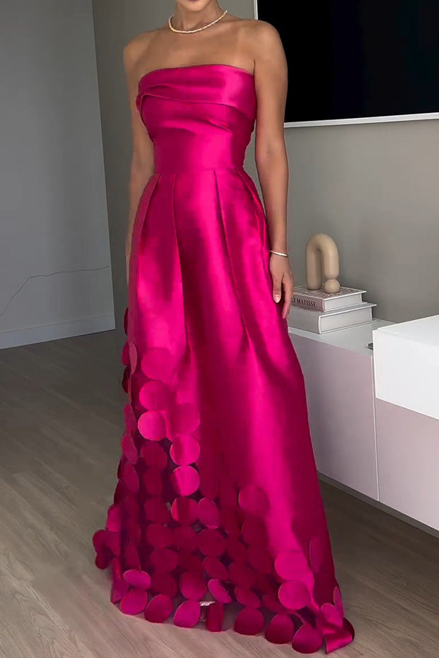 Satin Sequin Strapless High-Waist Party Dress Lavish Daily