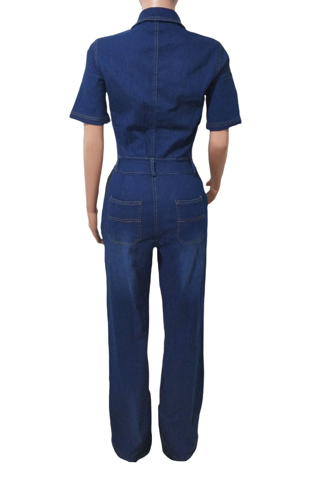 Denim Button-Front Carpenter Jumpsuit LavishDaily