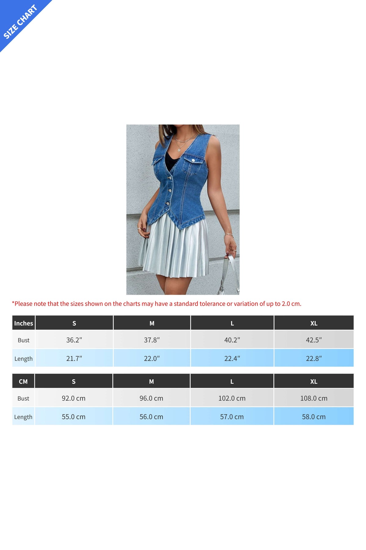 Tailored V-Hem Button Front Denim Vest LavishDaily