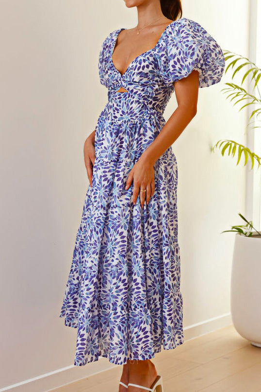 Seaside Printed Puff Sleeve Dress Lavish Daily