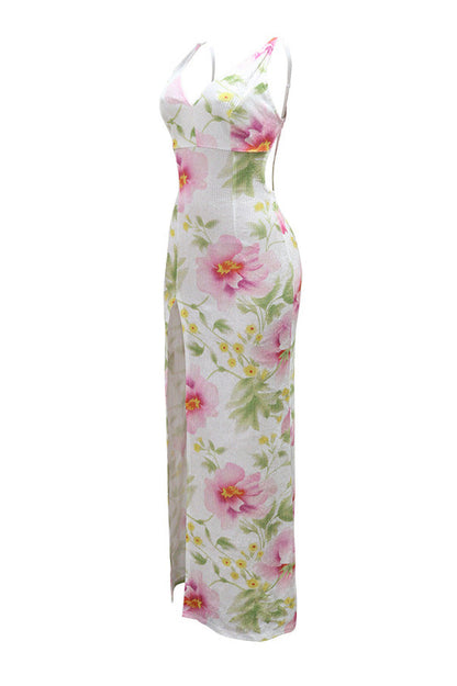 Blossom Sequin Floral Maxi Dress Lavish Daily