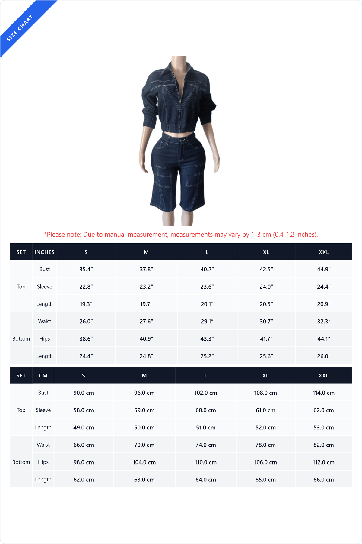 Contrast Stitch Denim Short Set Lavish Daily