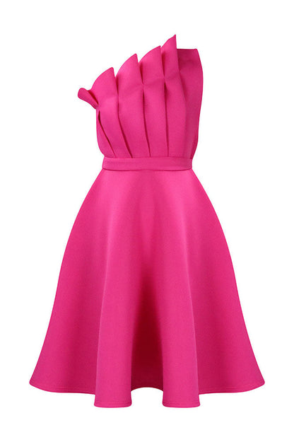 Pleated Asymmetric Cut Long Dress Lavish Daily