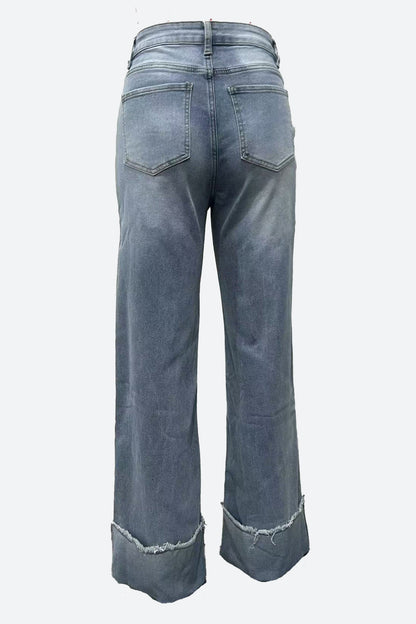 Wide Cuffed Straight Jeans Lavish Daily