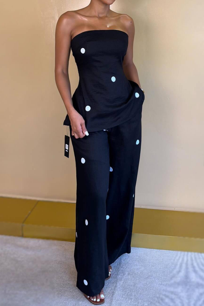 Polka Dot Peplum Pant Set Lavish Daily