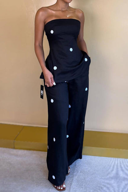 Polka Dot Peplum Pant Set Lavish Daily