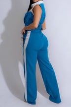 Patchwork Button Tie Back Top And Trousers Set Lavish Daily
