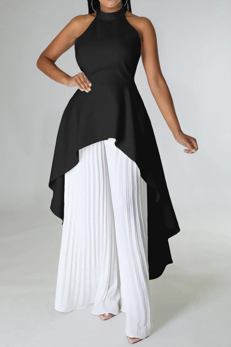 Halter Tunic Top & Pleated Pants Set Lavish Daily