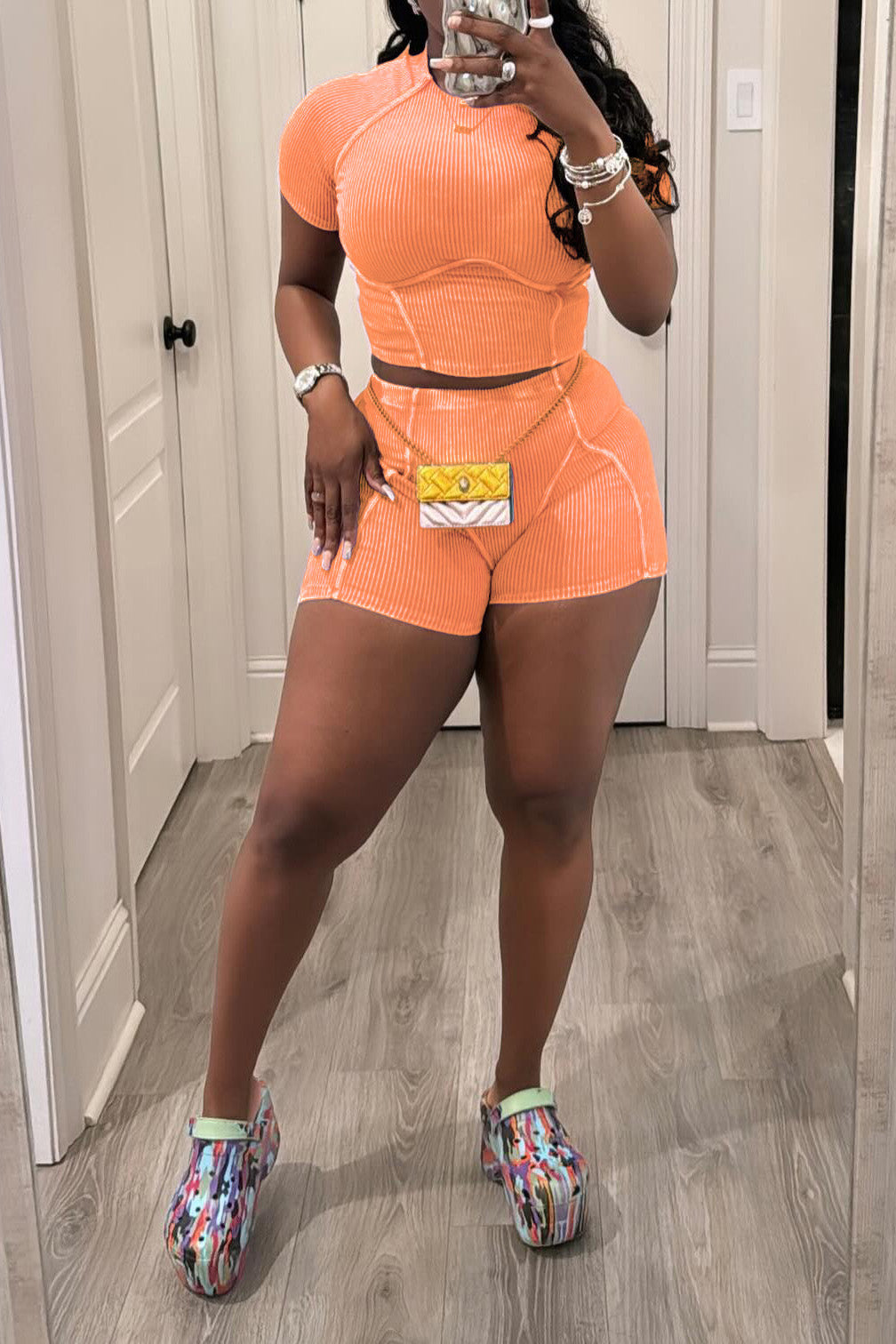 Washed Short Sleeve Top & Shorts Set Lavish Daily