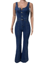 Strappy Flared Leg Denim Jumpsuit Lavish Daily