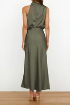 Satin Mock-Neck Slip Dress Lavish Daily