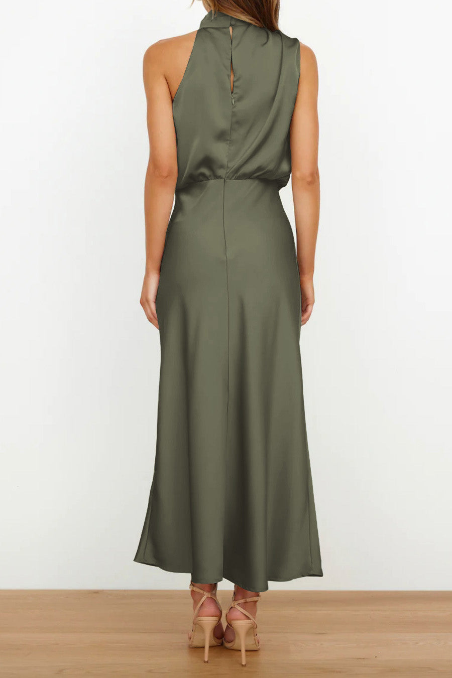 Satin Mock-Neck Slip Dress Lavish Daily