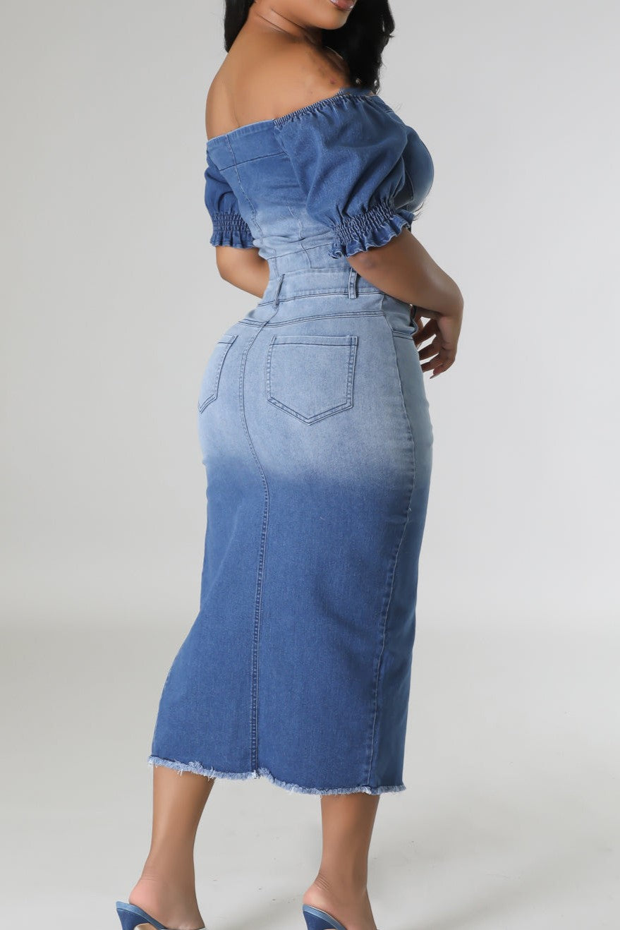 Denim Midi Skirt Lavish Daily