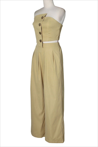 Asymmetrical Bandeau Pant Set Lavish Daily
