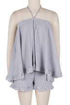 Striped Halter Sleeveless Loose Two-Piece Set Lavish Daily