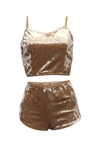 Crushed Velvet Cami & Shorts Lounge Set Lavish Daily