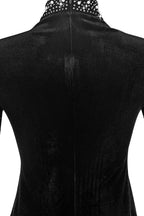Velvet Rhinestone Long Sleeve Evening Dress Lavish Daily